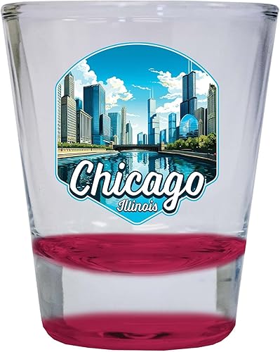 Miniatura 10 de R and R Imports Chicago Illinois A Souvenir - Vaso de chupito redondo de 1.5 onzas, color azul, paquete de 2