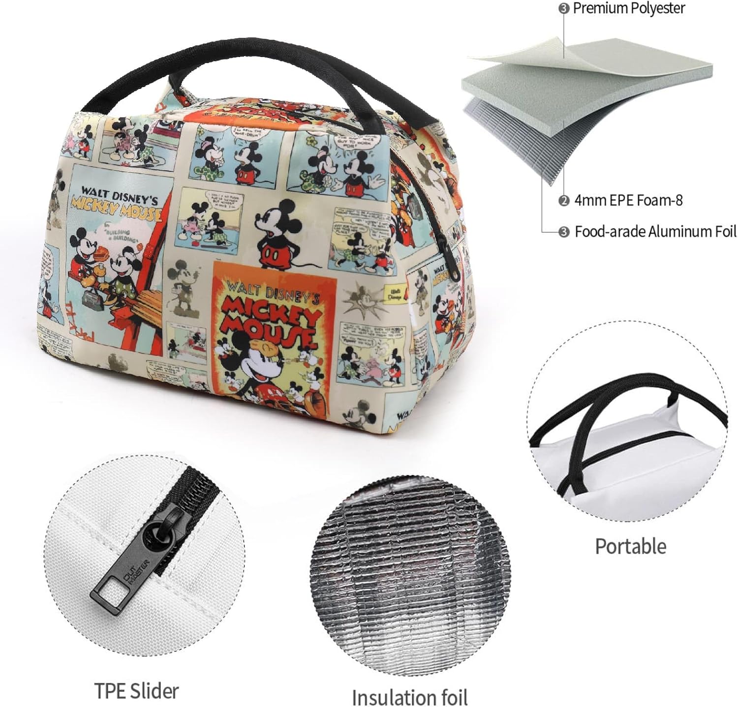 Anime Lunch Bag for Women, Insulated Cooler Cute Lunch Box, Lunch Tote Bag for Work,Picnic
