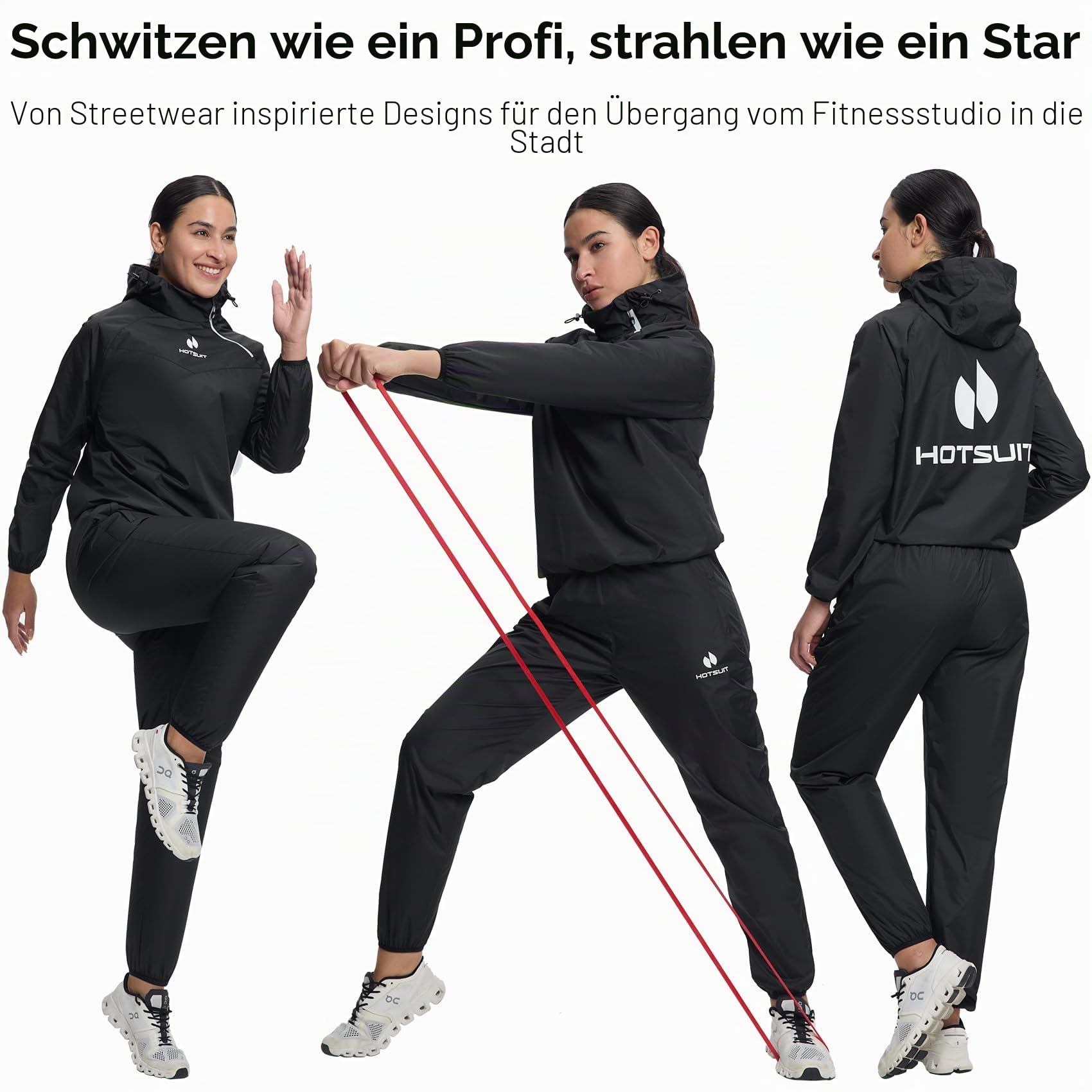 HOTSUIT Schwitzjacke/Schwitzanzug Damen Sauna Trainingsanzug Sportanzug Schwitzanzug Fitness Trainingsjacke Saunahose - Nano-Silver V2.0
