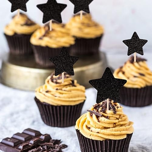 Miniatura 5 de 30 piezas de decoraciones para tartas con purpurina de estrella pequeña, adornos para cupcakes con temática de estrella brillante, suministros para