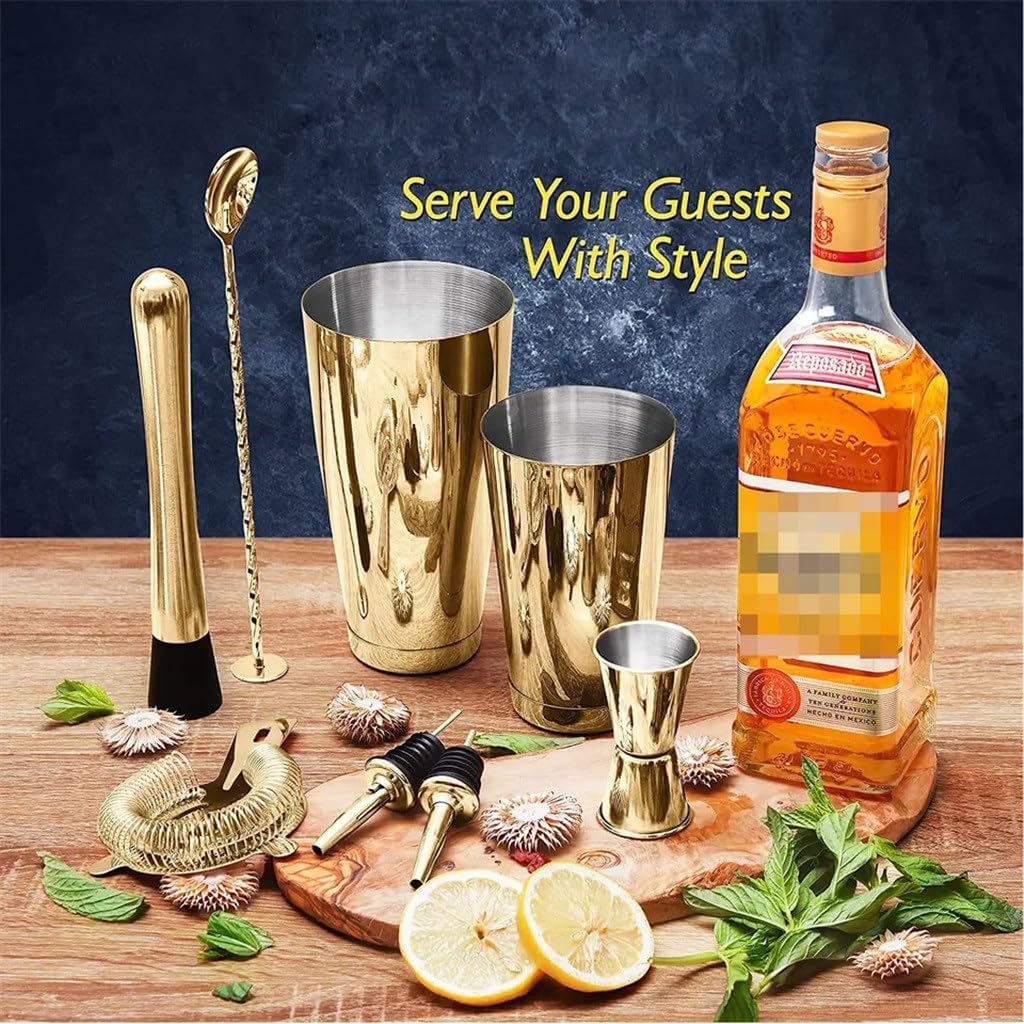 Stainless Steel Mixer Set Boston Cocktail Shaker Pot Hand-cranked Mixing Glass Complete