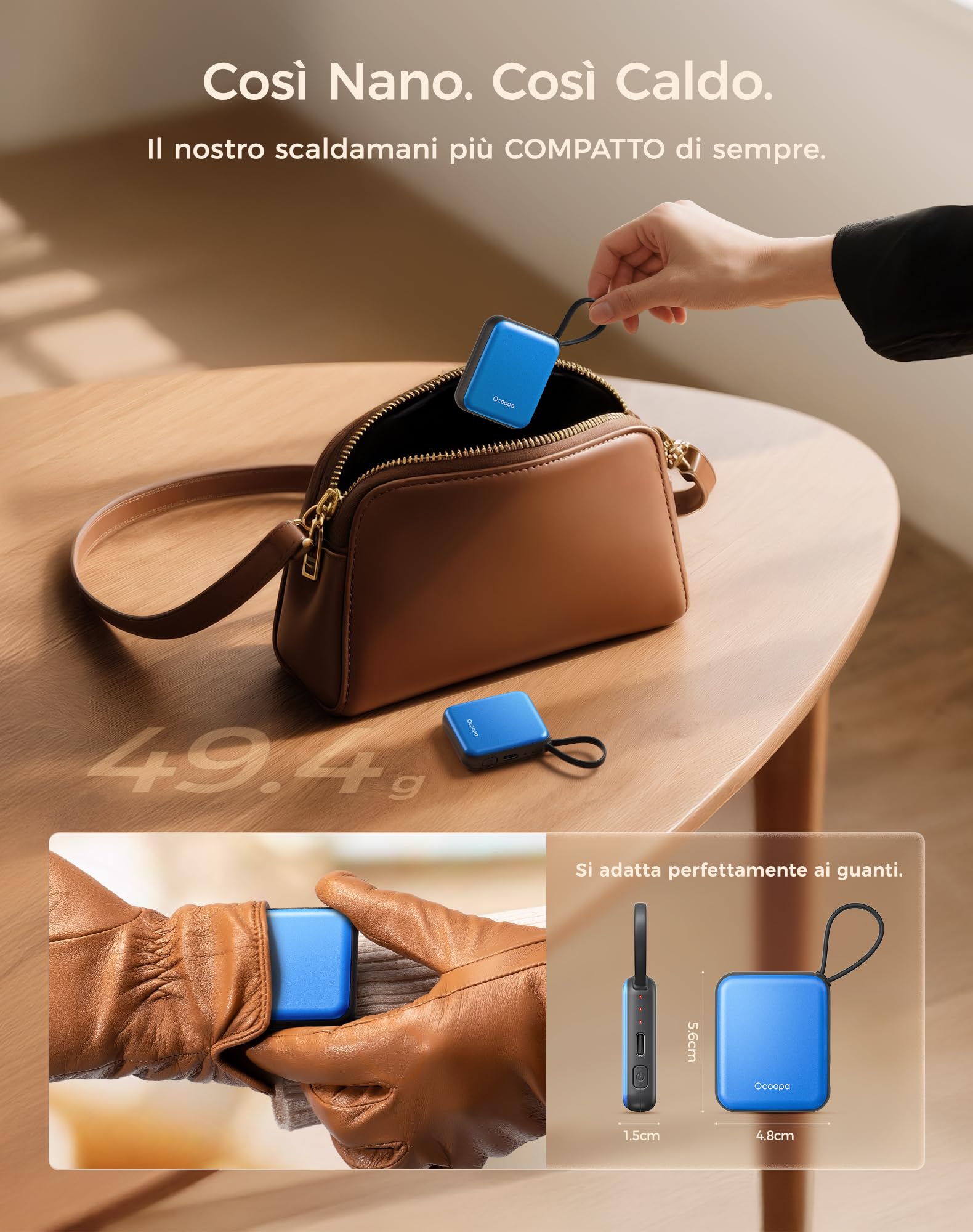 OCOOPA UT5 Nano Scaldamani Elettrico Confezione da due, Tre Livelli di Riscaldamento, Scaldamani Ricaricabile Portatile Scalda mani Tascabili, Regali, Essenziali per il Freddo Invernale in Esterni