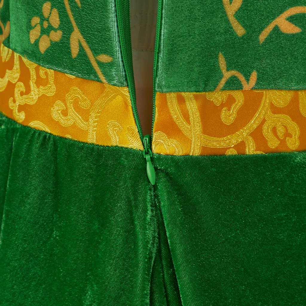 Willyacos Princess Fiona Costume Adult Women Green Velvet Fiona Cosplay Dress Halloween Outfit