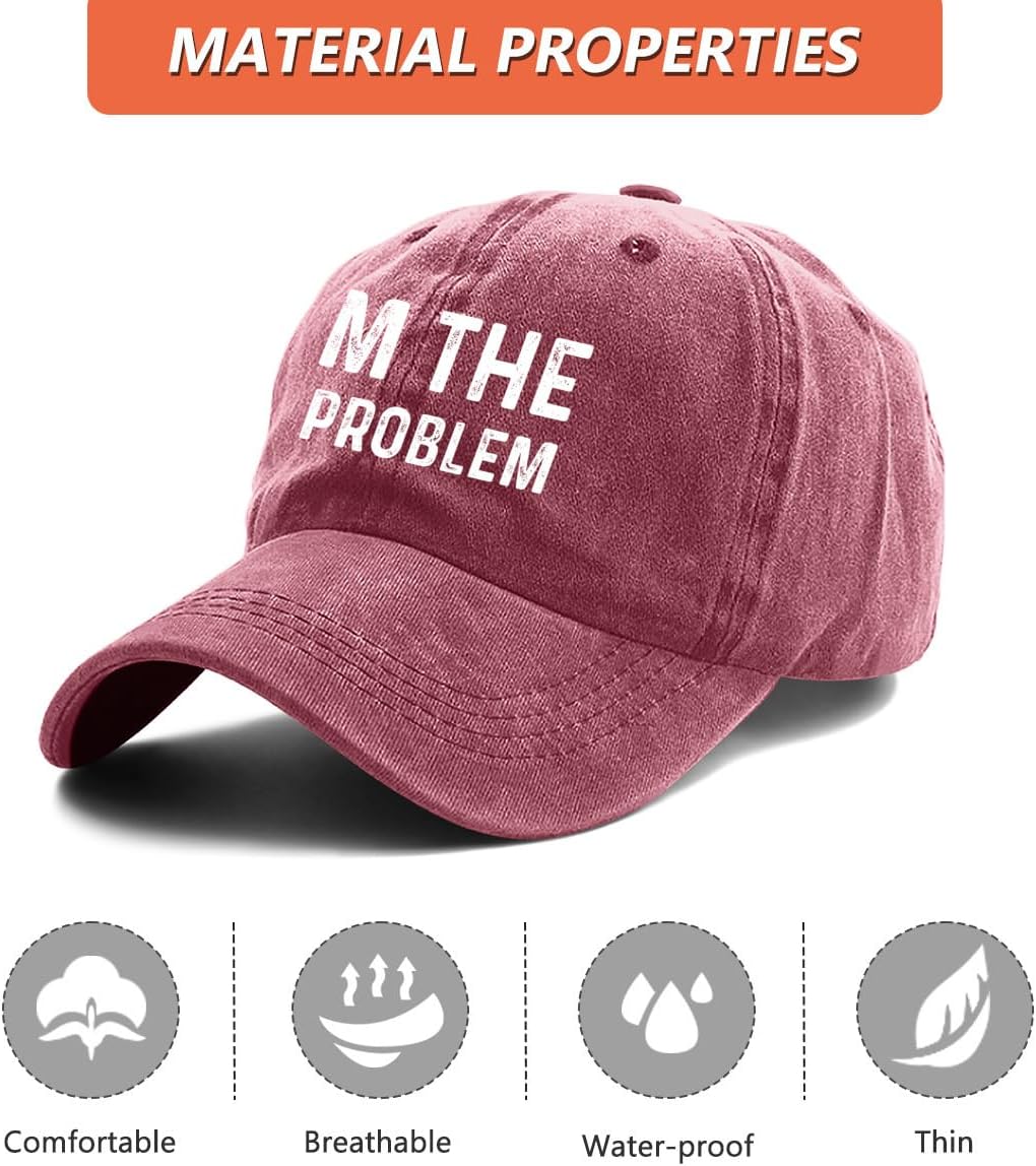 i am The Problem Hat Men Dad Hat Funny Cap Wine Red - Image 8