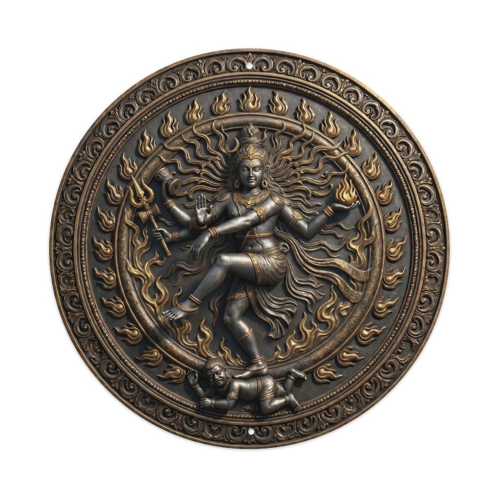 Shiva Tandava Destruction Dance Fury Relief Sculpture Metal Tin Sign