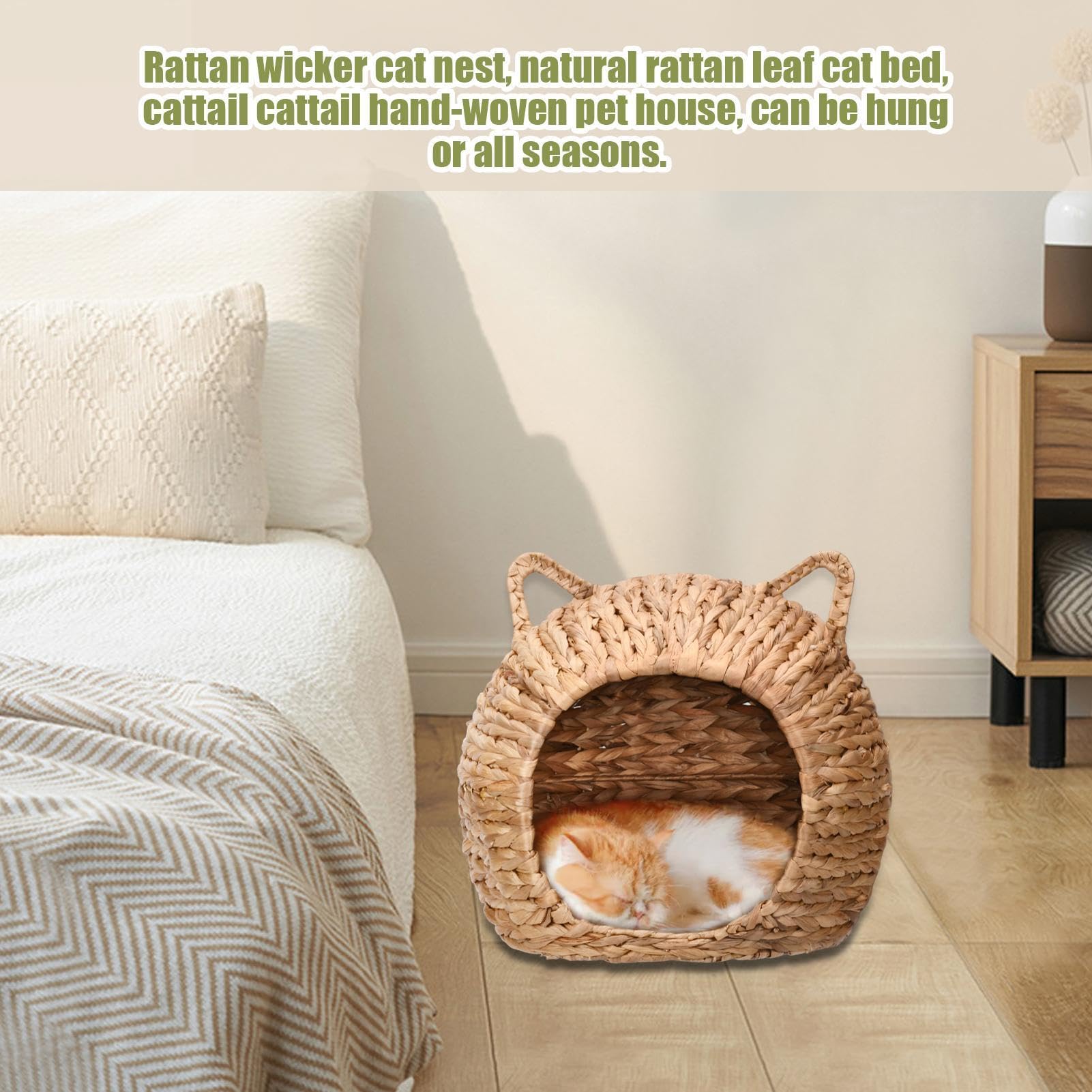 Cuccia per gatti in ,Cuccia per gatti in rattan Cupola per lettino per | Cuccia per gatti sospesa dal design naturale, comfort ecologico e stile, intrecciata a mano sia per uso interno che