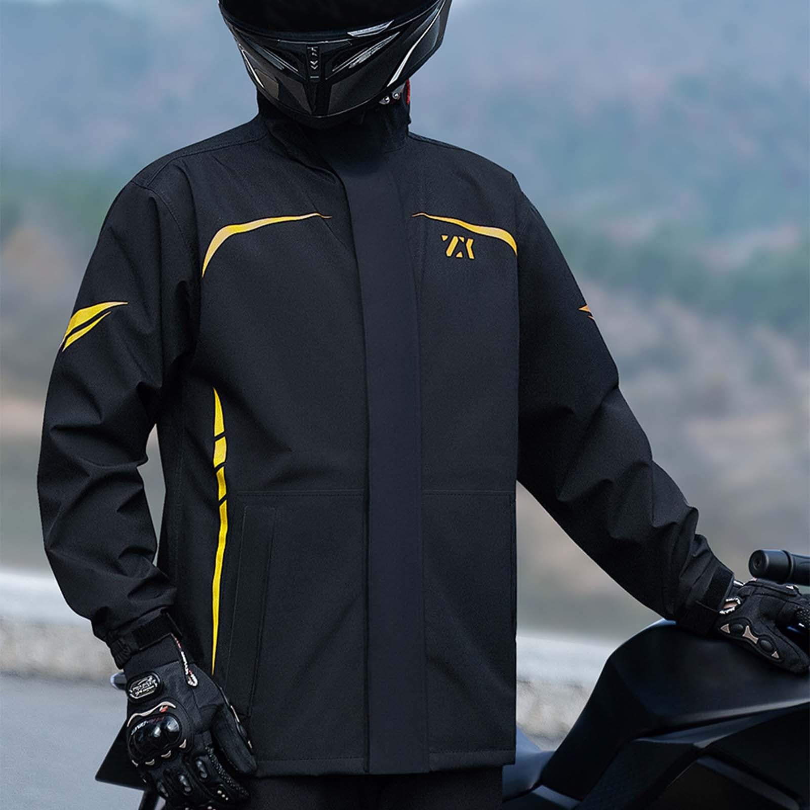 Generisch Tuta antipioggia da donna, due pezzi, impermeabile, pantaloni da pioggia, riflettente, per moto, attività all'aperto, pesca, sport, tuta a vento