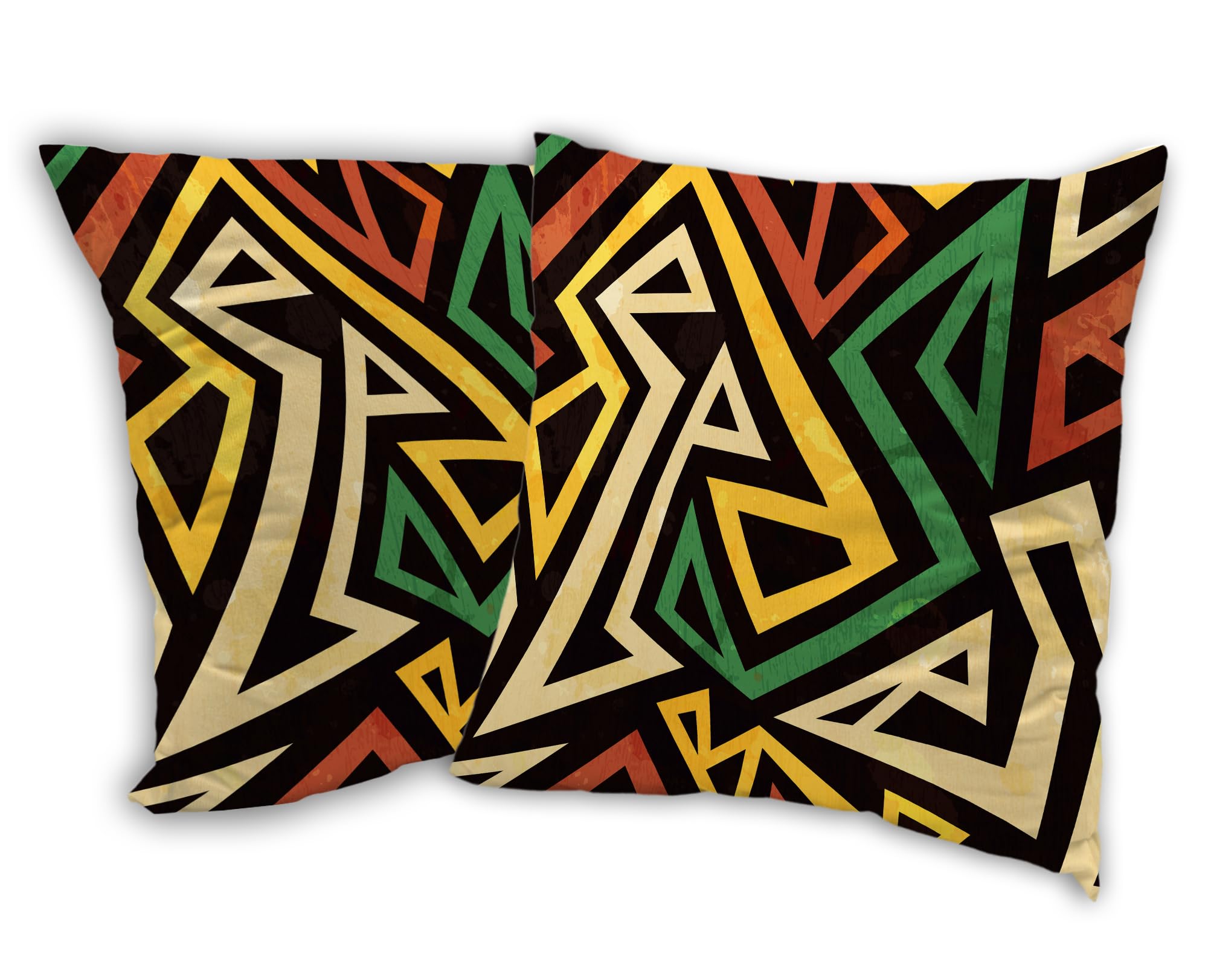 SKYDAWNY African Throw Pillow Covers 18x18 in Set of 2 Abstract Ethnic Geometric Pillow Cases Decorative Square Pillowcases