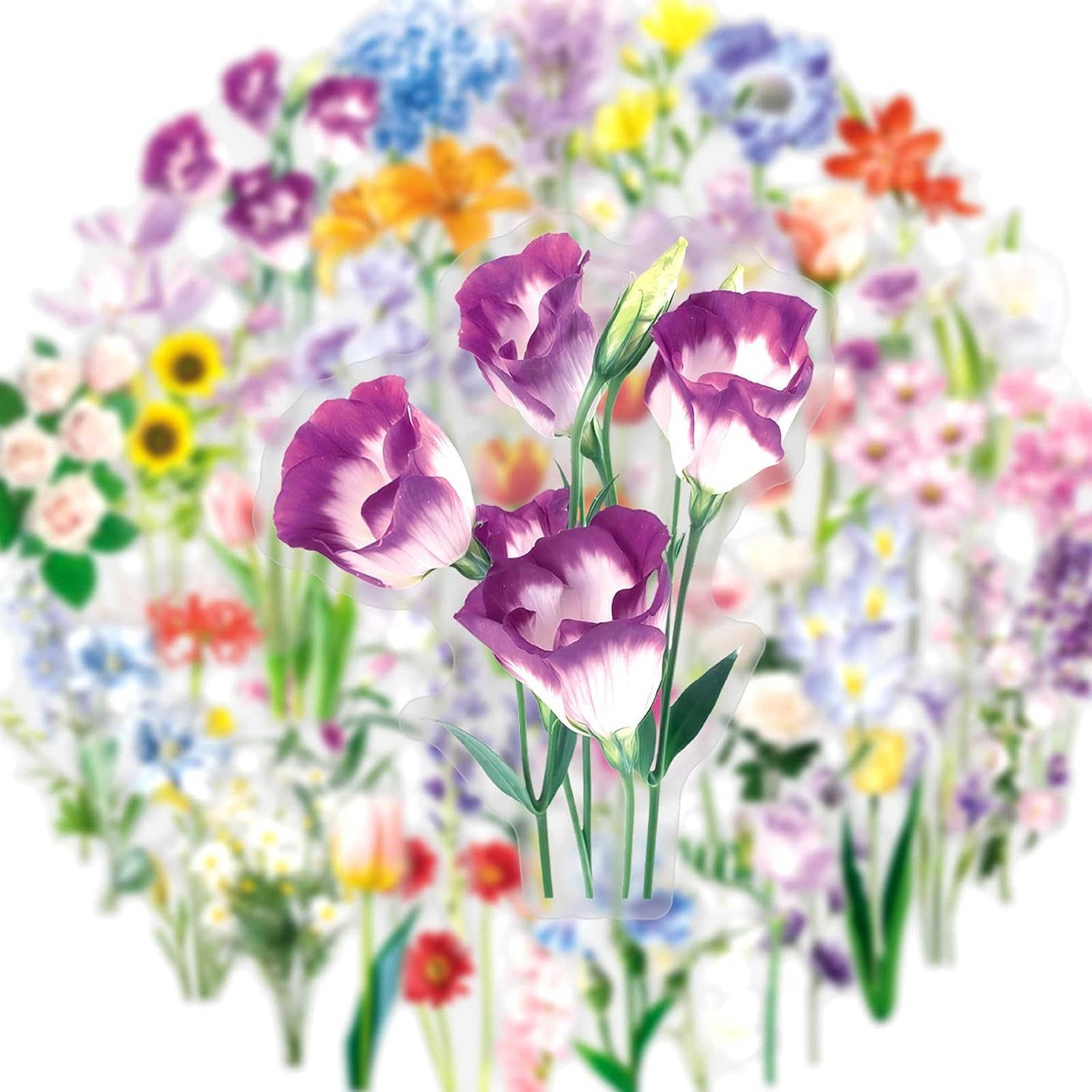 50Pcs Floral Bloom Stickers for Journaling Junk Journal Scrapbook Supplies image 5