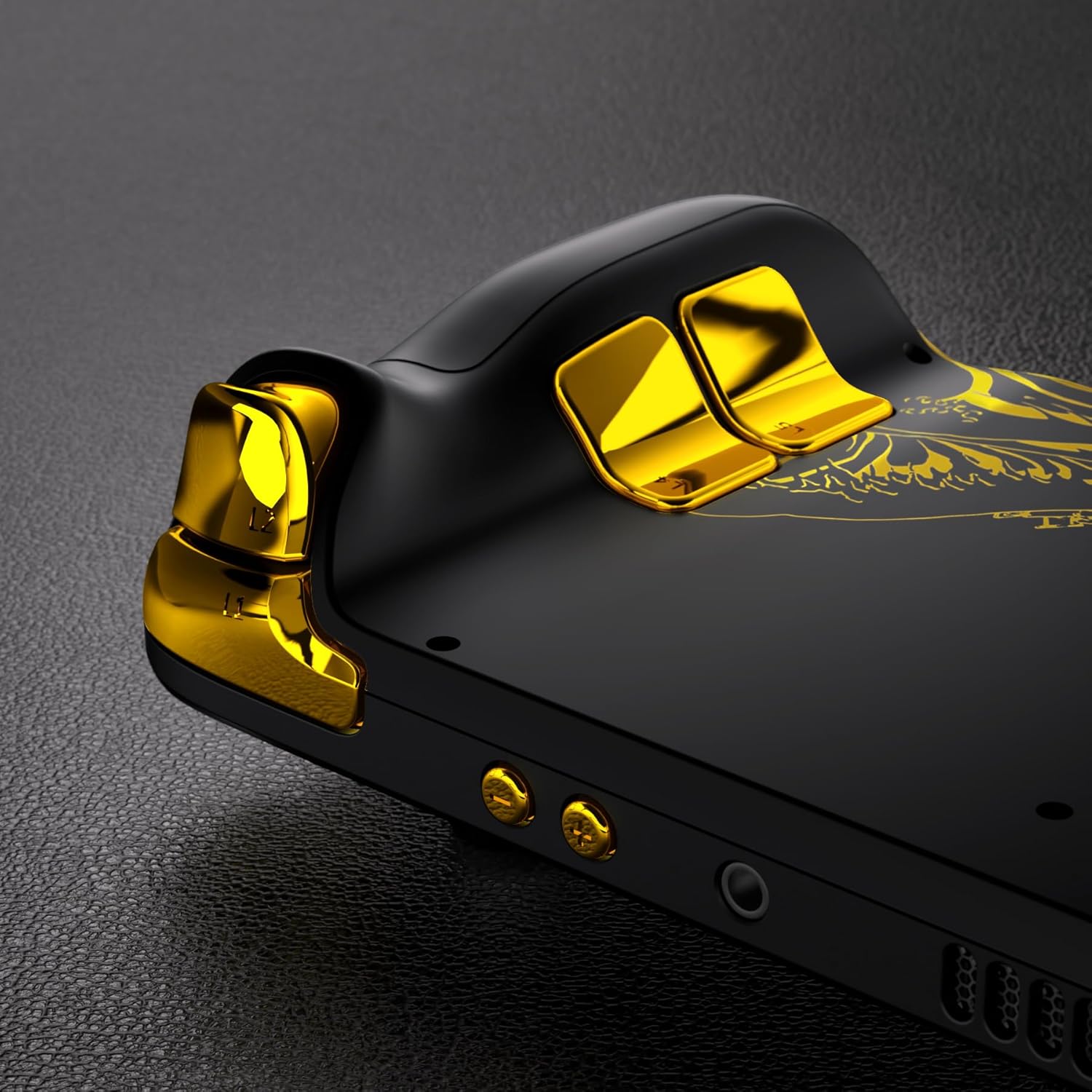 eXtremeRate Custom Faceplate Back Plate Shell for Steam Deck LCD, The Great Golden Wave Off Kanagawa - Black DIY Full Set Housing Case with Buttons for Steam Deck Handheld Console - Console Without