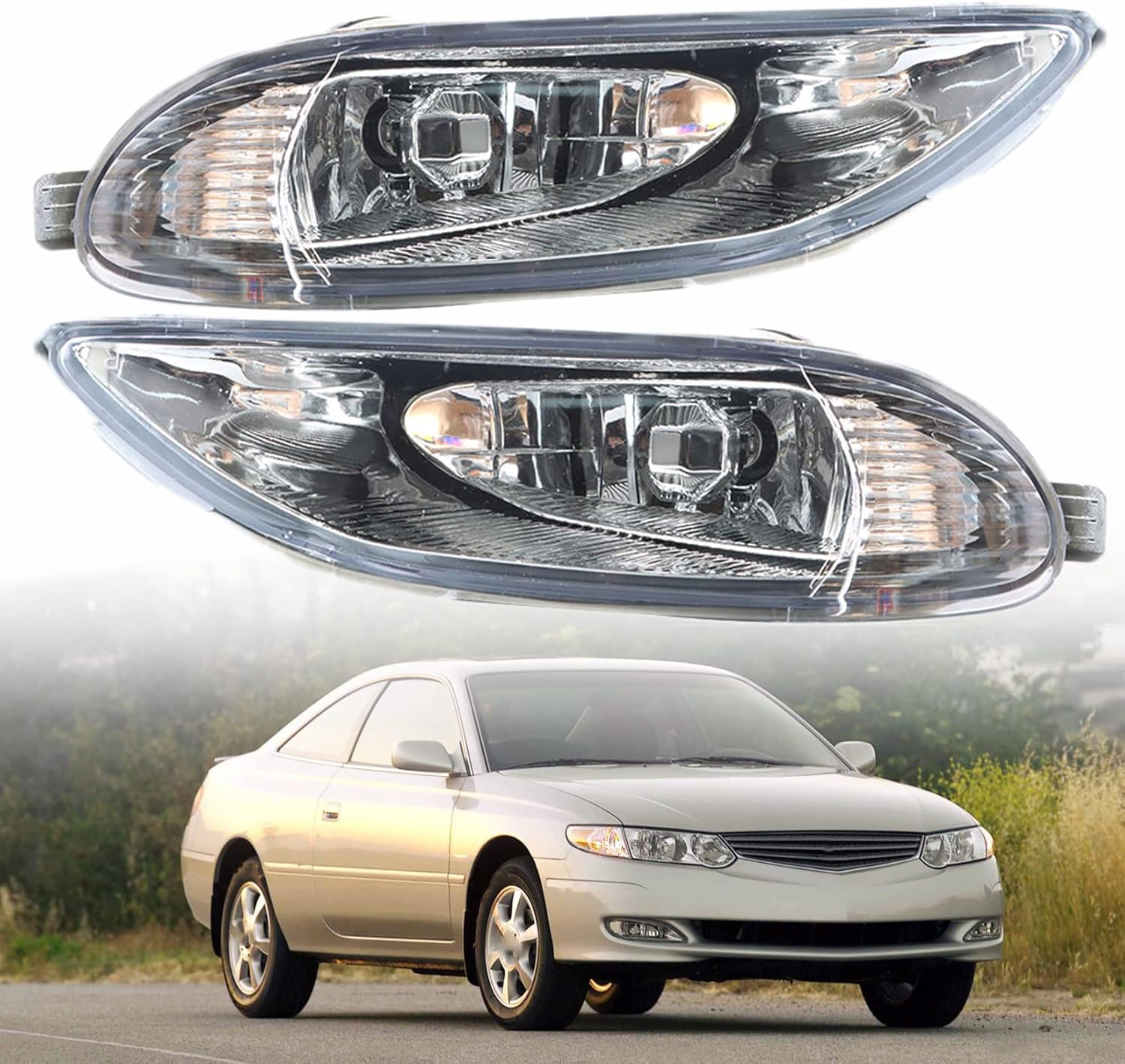 2-Pack Clear Lens Bumper Driving Fog Light Assembly with Switch Wiring Kit Replacement for Corolla 2005-2008, Camry 2002-2004, Solara 2002-2003