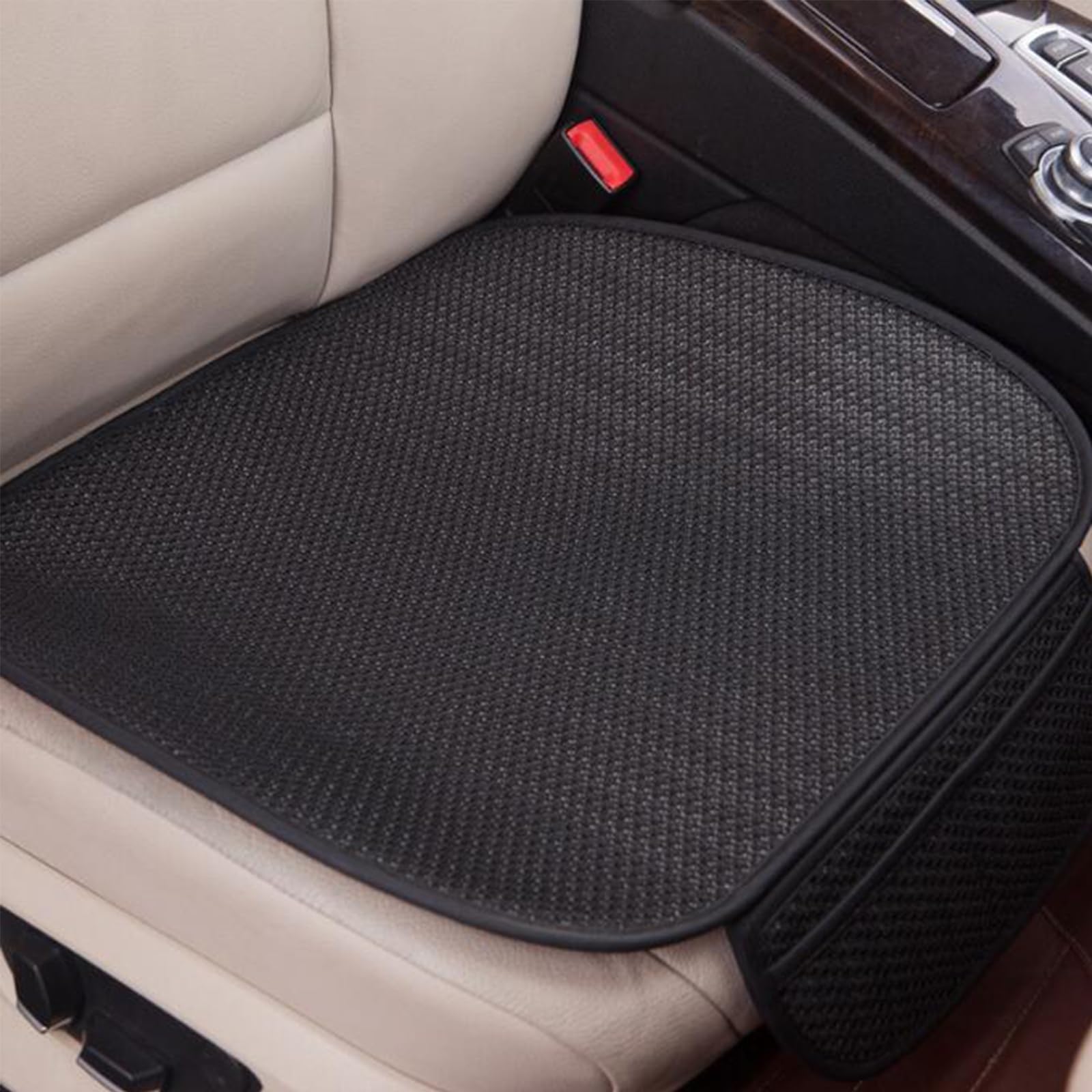 QingxingFa Non-Slip Car Seat Pad for Summer Breathable and Refreshing,Car Seat Cover for Summer Heat,Upgraded Ice Silk Non-Slip Car Seat Pad for Summer (Black,Front seat 2pcs)