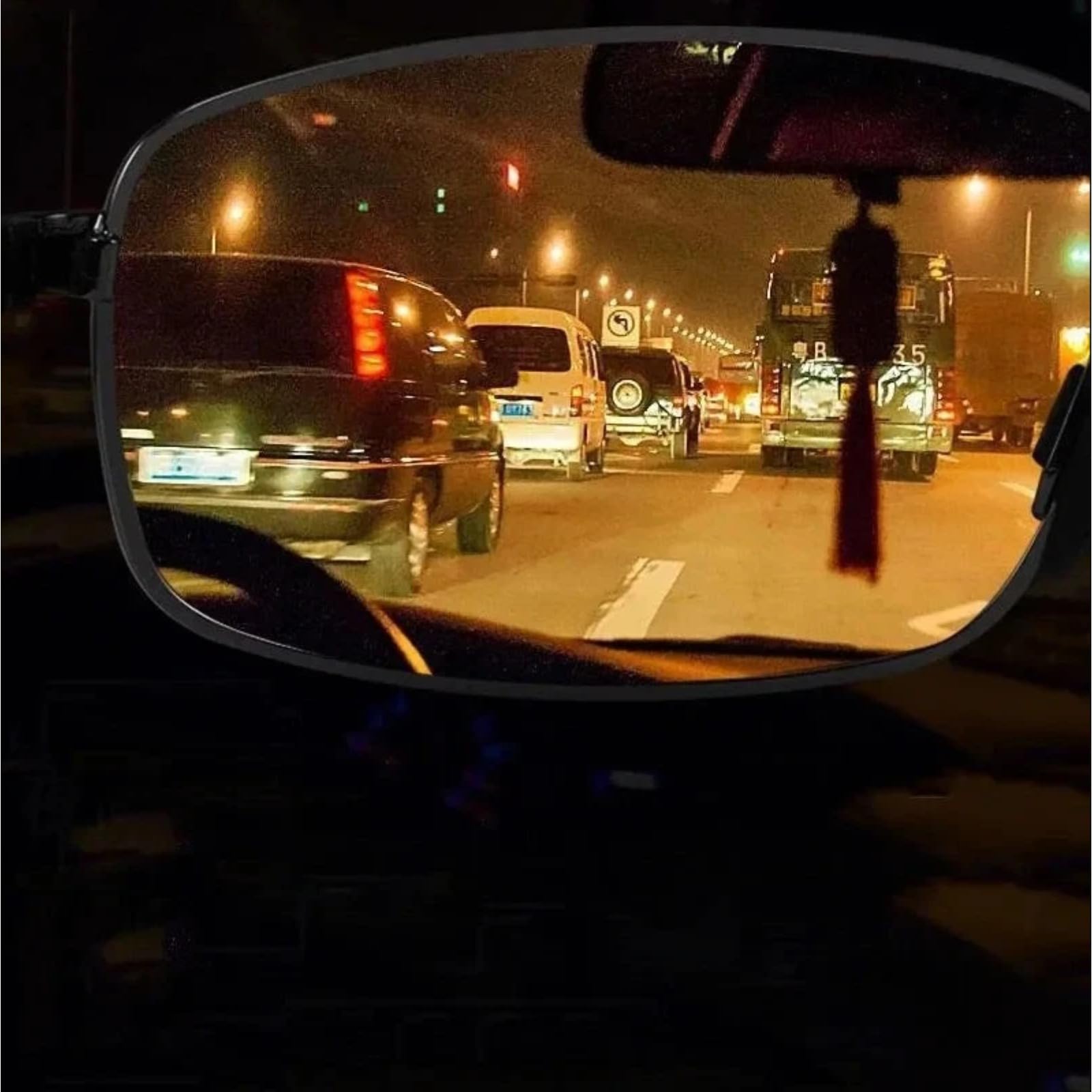 Hoffmarkt GloVision Nachtsichtbrille – Polarisierte Überbrille mit gelben Gläsern, blendfrei für Autofahren, Angeln & Golf