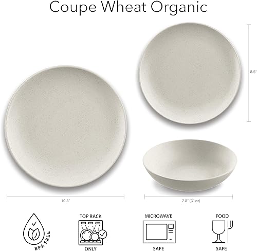 Miniatura 4 de TarHong Coupe - Plato llano PolyPro de trigo, apto para microondas, inastillable, interior y exterior, 10.8 pulgadas, juego de 6