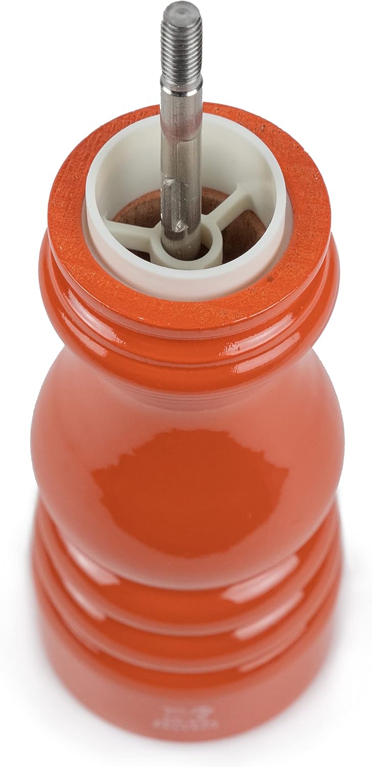 Manual Wooden Salt Mill in Terracotta Gloss, 18cm - 7in.
