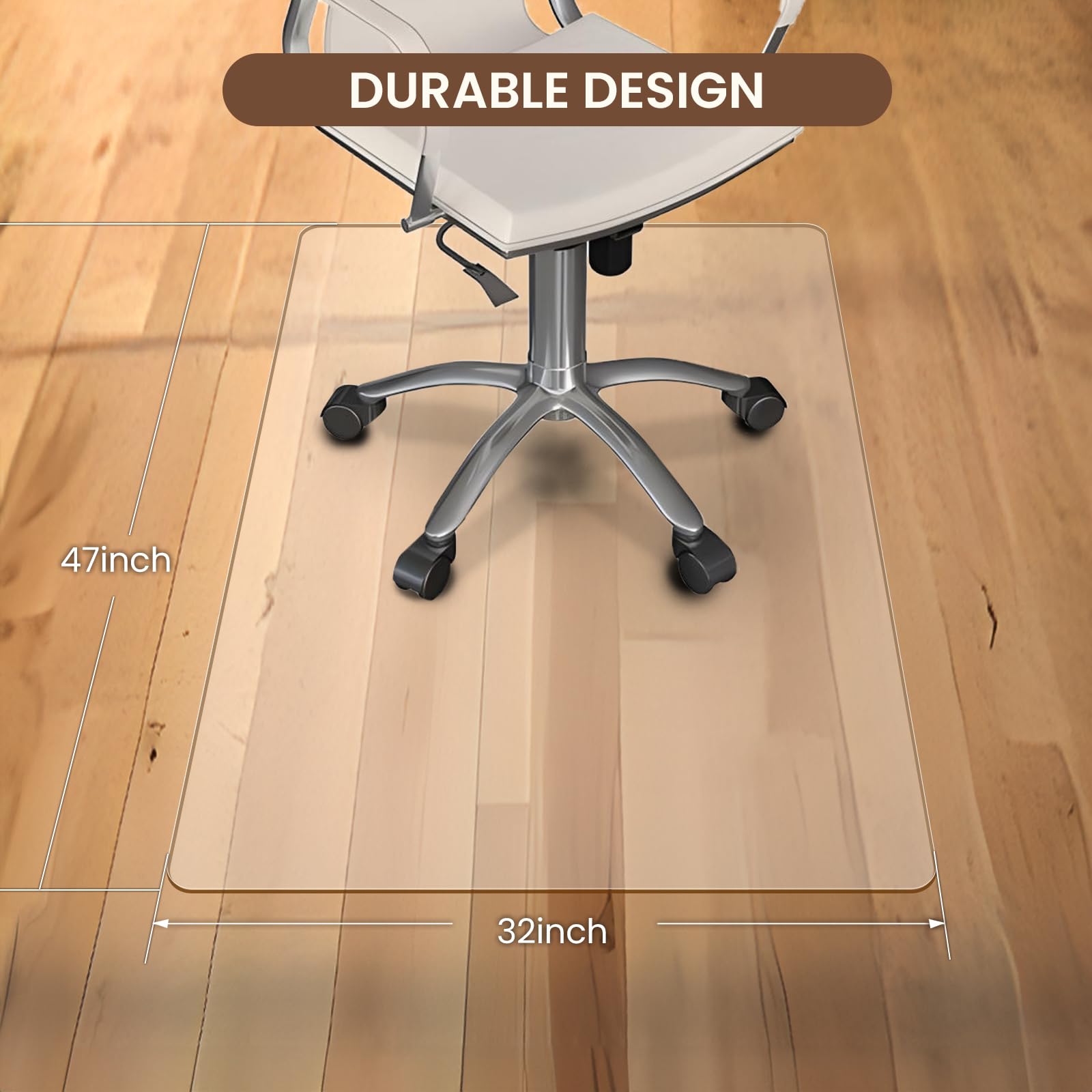 Office Chair Mat - Heavy Duty 47x32 1 7 Thick Flat Shipping Suitable for Carpet and Hardwood Floor — view 6
