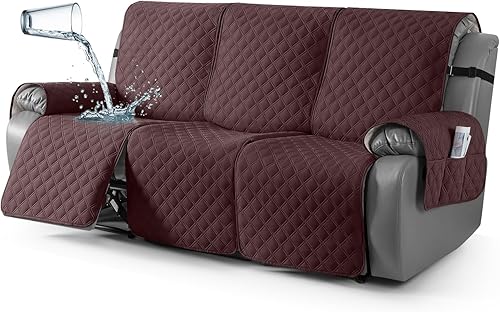 Vista 34 de TAOCOCO Fundas para sofá reclinable 100% impermeables, con correas para las piernas, funda de sofá reclinable lavable en 1 pieza con bolsillo, Gris