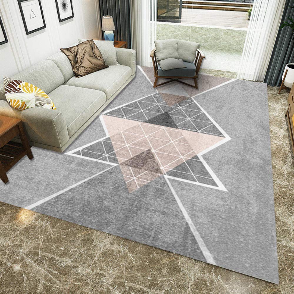 Tapis antidérapant de salon gris géométrique 180x280cm facile à entretenir