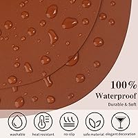 Vista 67 de Faux Leather Placemats and Coasters Set of 2, Round Leather for Dinner Table Mats Heat Resistant Non-Slip Washable Insulation Coffee Mats Kitchen
