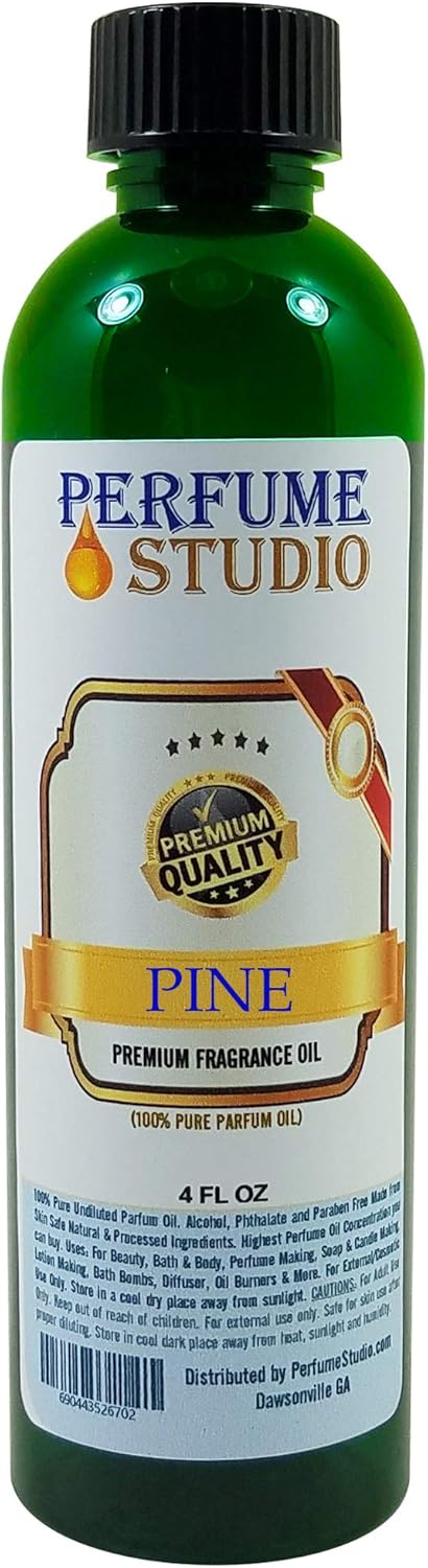 Pine Fragrance Oil for Candle Making, Soap, Lotion, Cologne, Diffusers, Plug in Refills, Oil Burners. Premium Quality Undiluted Pure Perfume Oil (Pine 4oz)