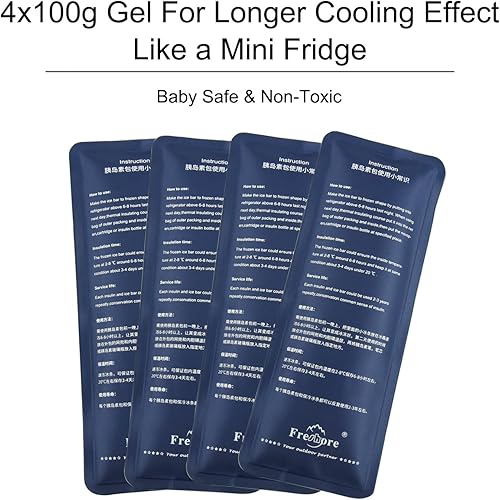 Miniatura 4 de Maletín portátil de viaje con bolsas de hielo de 4 x 3.53 oz para 8-12 horas de enfriamiento, medicamentos diabéticos y bolsa aislada de leche