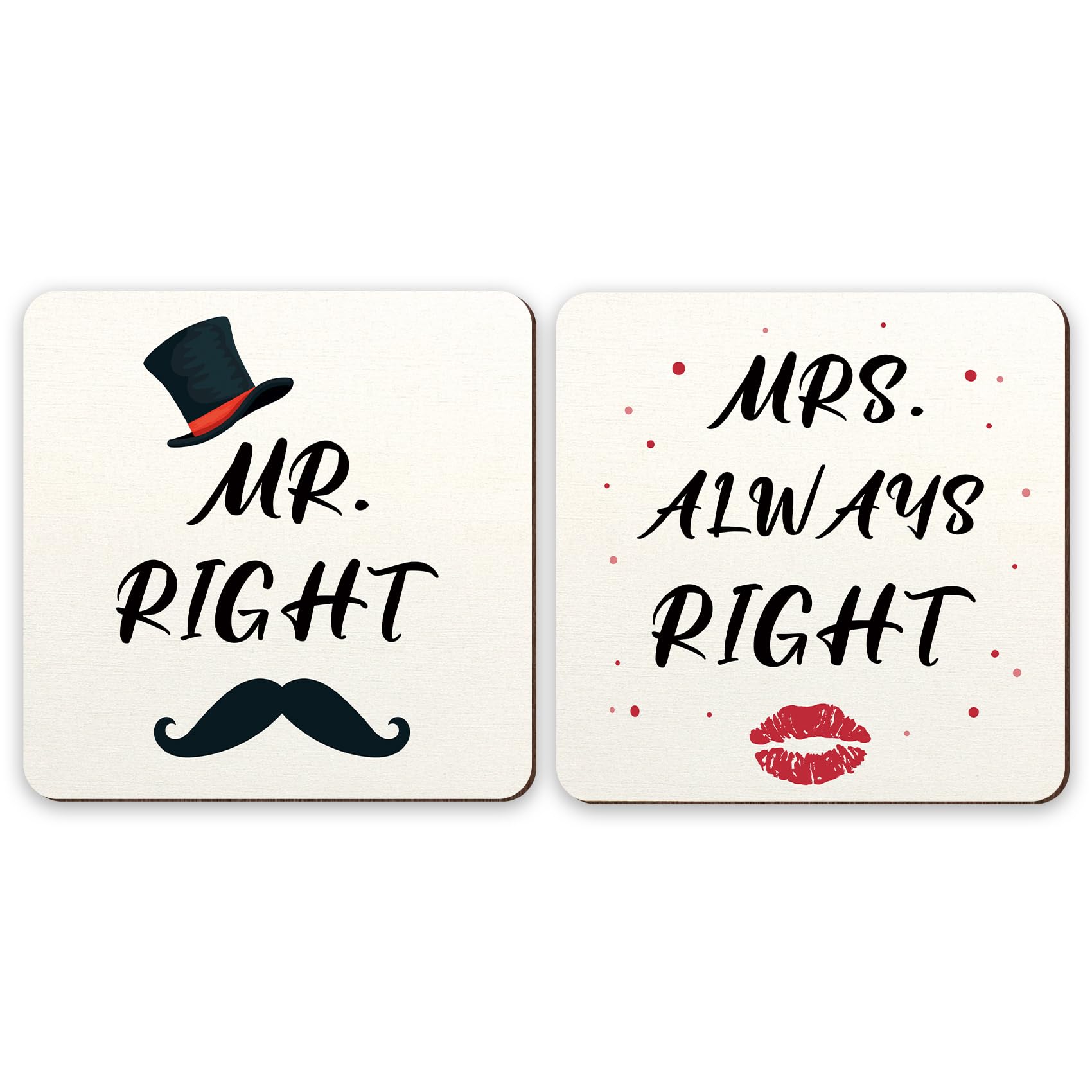 Yritioa Wedding Gifts for Couple,Wedding Gifts for Bride and Groom,Mr & Mrs Couple Coasters Set of 2,Engagement Gift,Couple Gift,Mr and Mrs Presents,Wed Favours,His and Hers Presents Ideas