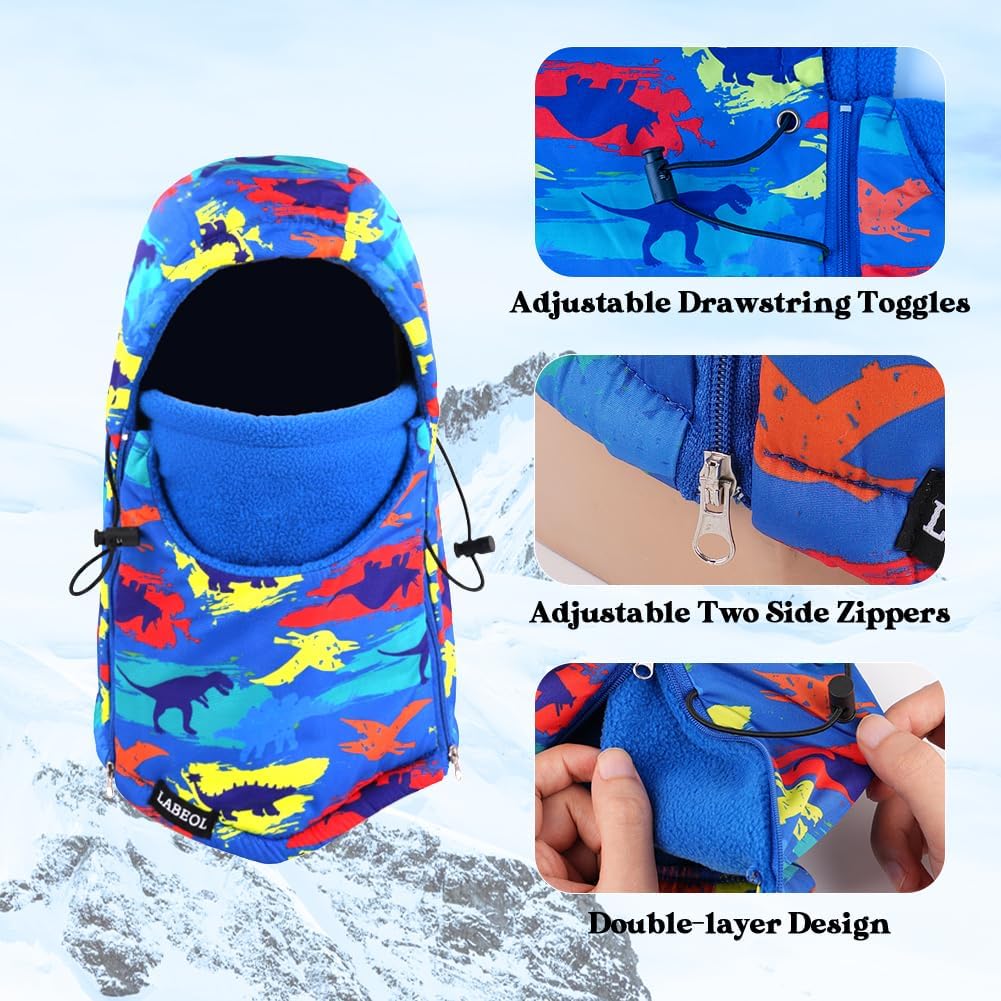 Labeol Kids Balaclava Winter Hat Ski Mask Windproof Thick Warm Fleece Face Cover with Adjustable Zippers for Boys Girls - Image 2