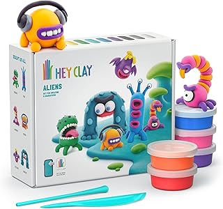 Hey Clay - 15 Dosen lufttrocknende Knete für Kinder ab 3 Jahren - Kreatives Bastelset (Die Aliens)