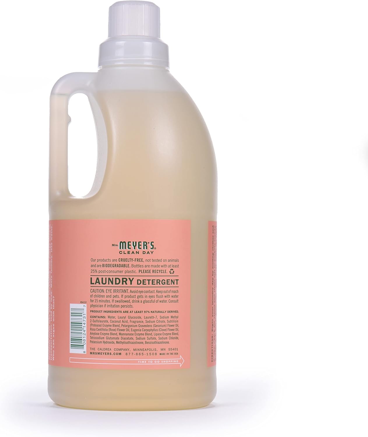 Mrs. Meyer's Liquid Laundry Detergent, Biodegradable Formula Infused with Essential Oils, Geranium, 64 Oz - Pack of 2 (128 Loads)
