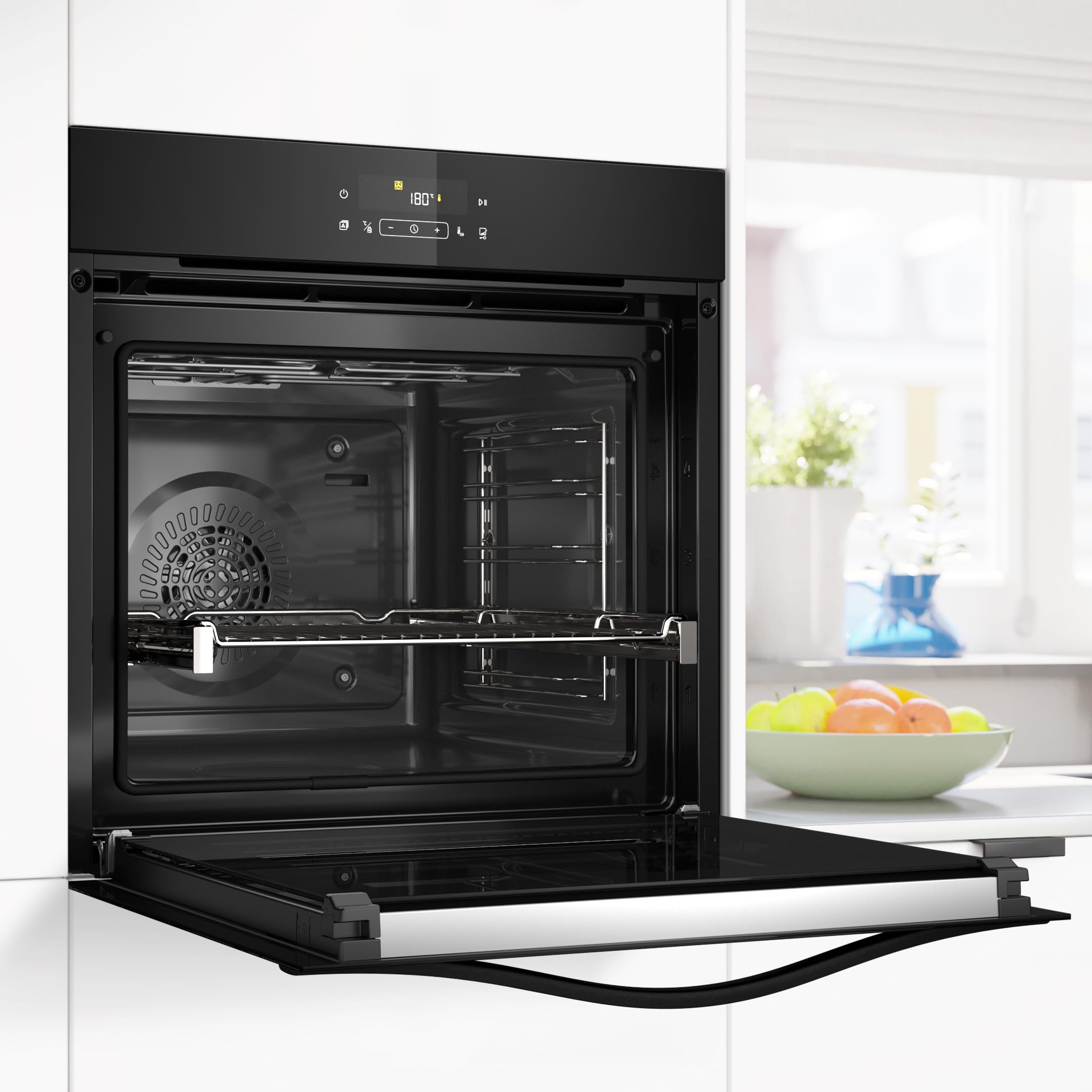 Balay – Horno con Vapor, 60 cm de ancho, 71L, Serie Cristal, Pirolítico, Función Freidora de aire, negro, 3HD5829N3