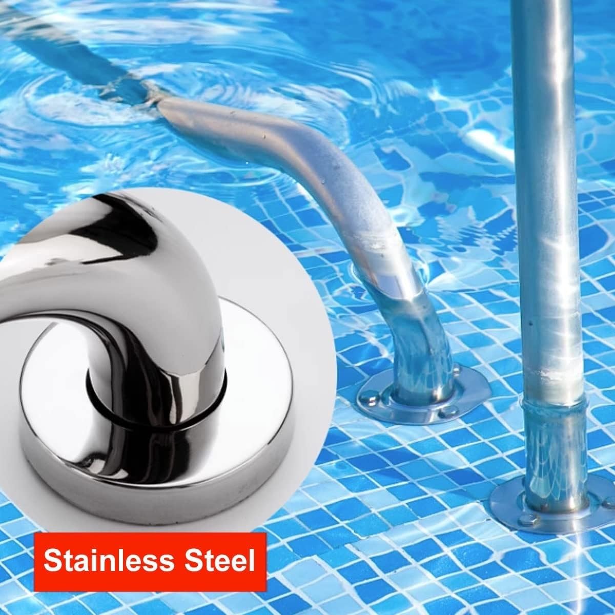 Pool Handrail, Inground Pool Stair Handrail Safety Bar Entrance Handrail Handle Pool Handrail 304 Stainless Steel Suitable for Indoor and Outdoor Swimming Pools Spa Water Park (Size : 1pcs-
