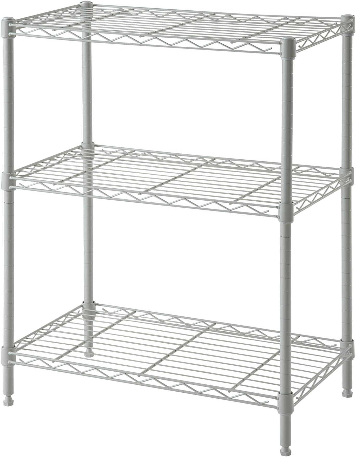 Wire Rack 3 Shelf Adjustable Storage Rack, Heavy Duty Shelving Unit for Pantry, Laundry, Bathroom, Kitchen, Garage Closet Organization, 330Lbs Capacity, White 60L X 35W X 75H cm, HTC-WR601