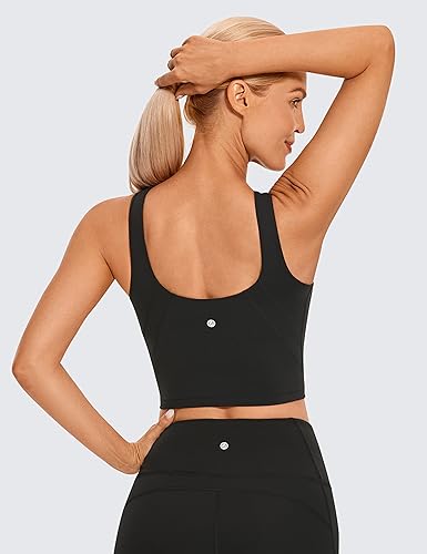 Vista 4 de CRZ YOGA Butterluxe - Brasier deportivo de cuello alto para mujer, espalda en U, con relleno y almohadillas integradas