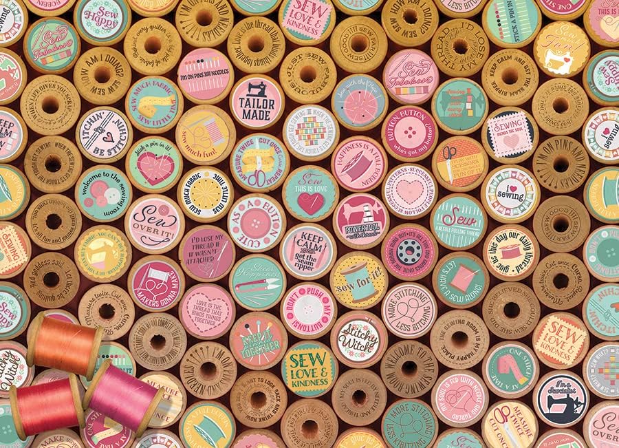 Cobble Hill - Rompecabezas de 1000 piezas - Sew Happy! - Póster de muestra incluido