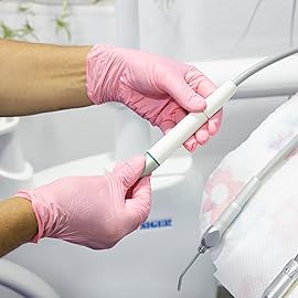 GUSTO Pink Nitrile Disposable Gloves - Latex & Rubber Free, Non-Sterile Powder Free Gloves (Formerly Comfy Package) (Large)