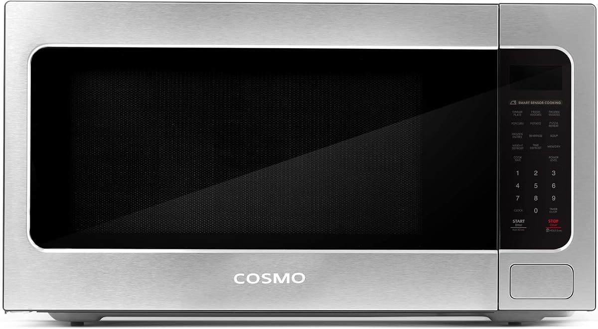 24 in. Nebula Coll 2.2 cu. ft. Countertop Microwave Oven, Stainless Steel | Cosmo COS-BIM22SSB 1200W, Automatic Presets, Sensor Cooking, Child Safety Lock, Digital Display, 11 Power Levels
