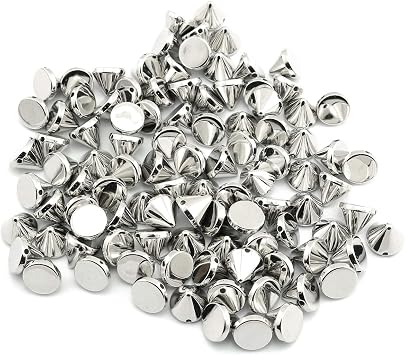 Lind Kitchen 100pcs Bullet Rivets Cone Spike Studs Punk Shoes Bags Spikes DIY Rivet Hand Garment Accessories Silver 10mm