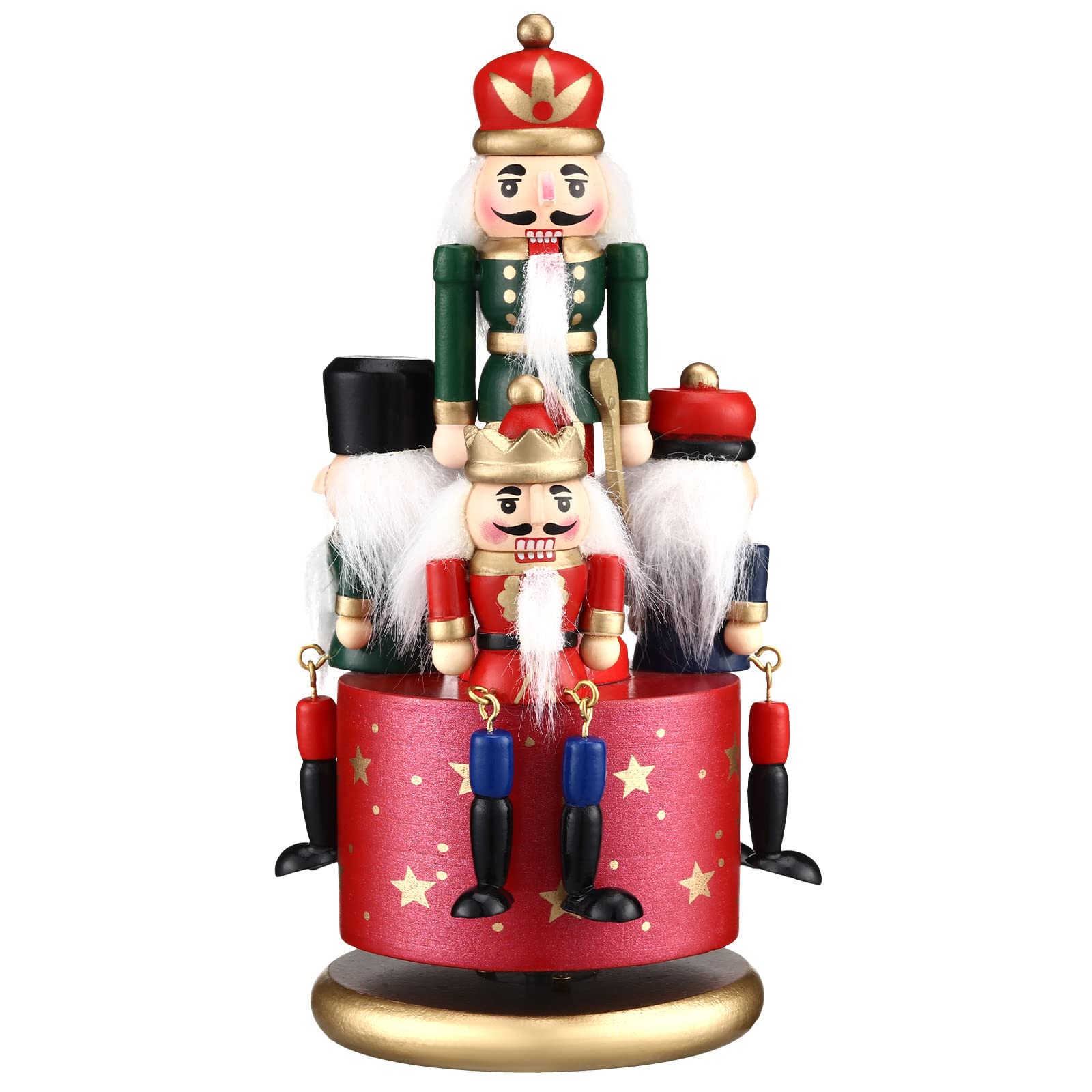 Nutcracker Music Box Wooden Nutcracker Soldier Toy Handmade Nutcracker Figures Christmas Nutcrackers Soldiers Wind up Musical Box Clockwork Christmas
