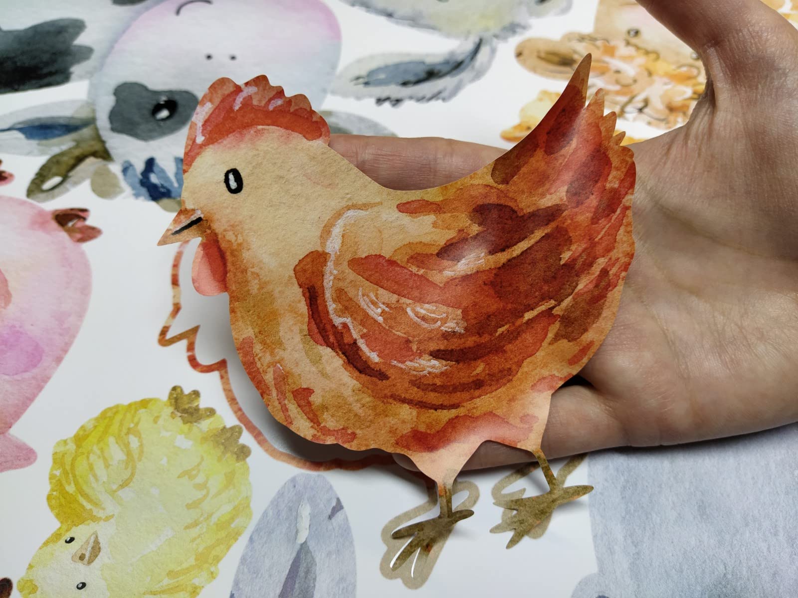 Adhesivo decorativo para pared infantil, diseño de animales de granja, vaca, oveja, gallina, juego (L)