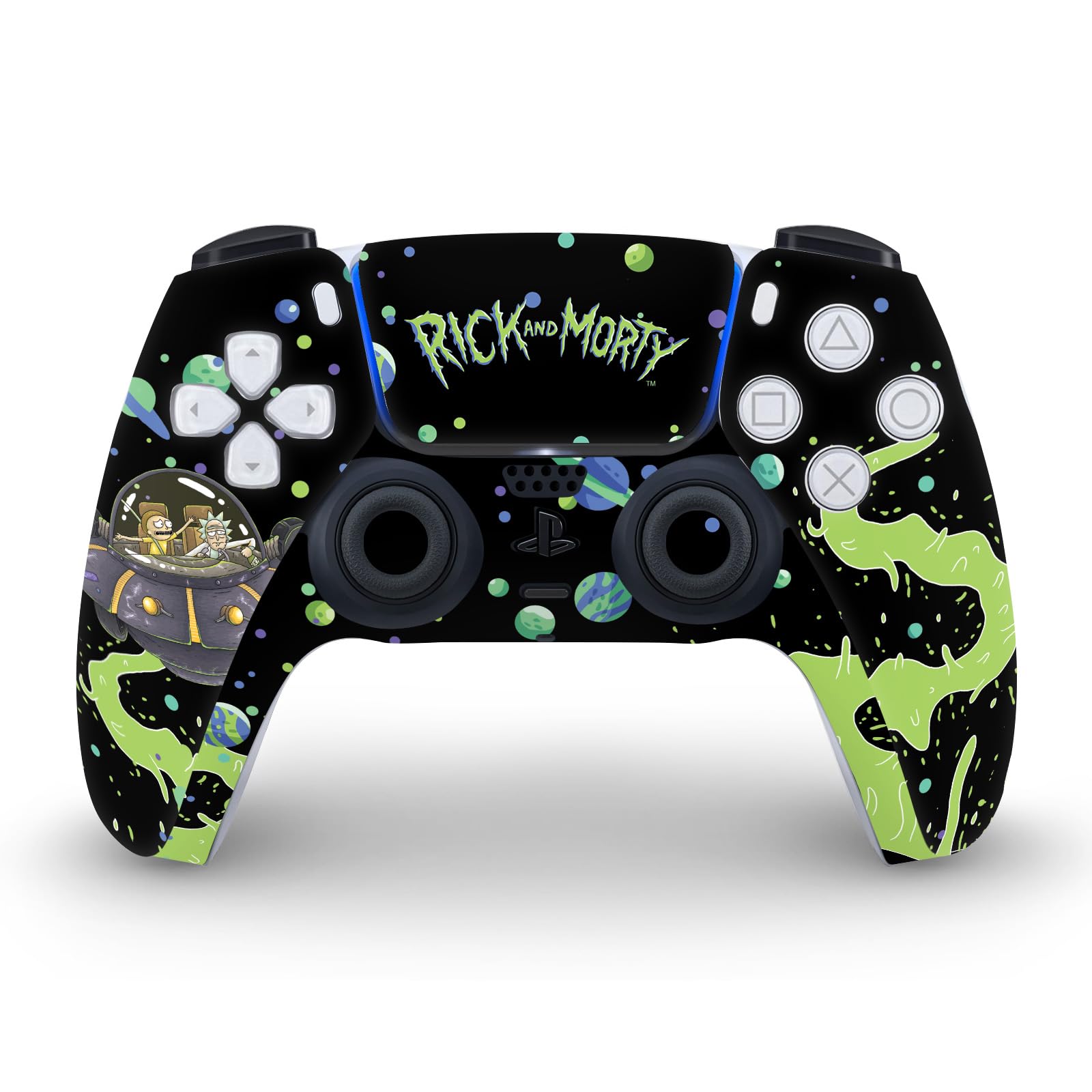 Head Case Designs Adhesivo de vinilo con licencia oficial de Rick And Morty The Space Cruiser Graphics para placa frontal de juegos, compatible con consola Sony PlayStation 5 PS5 Disc Edition y