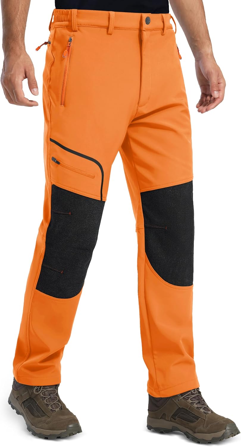 MAGCOMSEN Men's Snow Ski Pants Fleece Lined Winter Water Resistant Insulated Work Hiking Snowboard Pants 4 Pockets