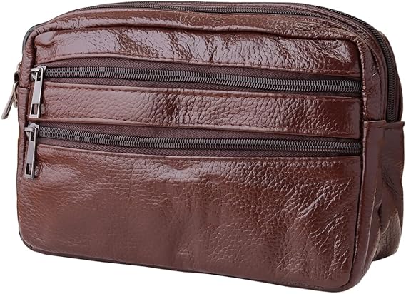 Amazon セカンドバッグ メンズ 本革 レザー 大容量 ダブルファスナー クラッチバッグ ストラップ付き No 1030 ブラウン ノーブランド品 クラッチ セカンドバッグ