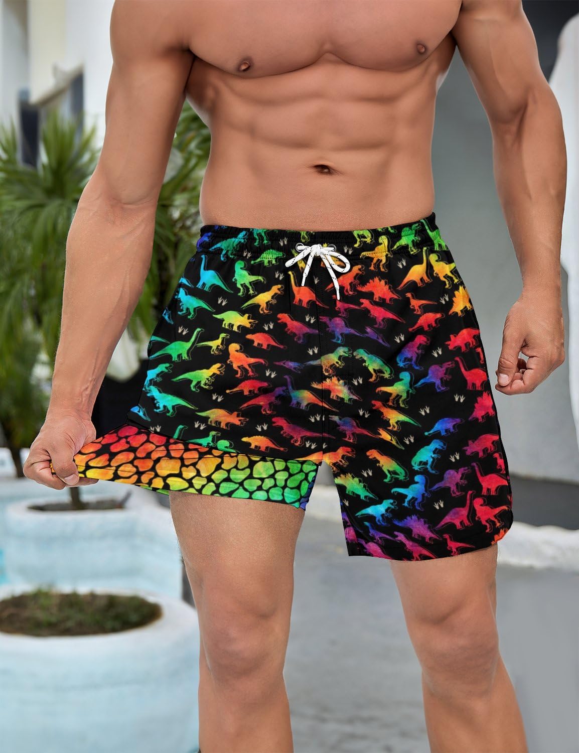 Mens Swim Trunks with Compression Liner 5 Inseam Quick Dry Swimwear Bathing Suit Swimming Board Shorts with 4 Pocket - Image 7