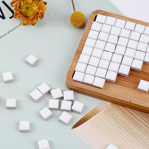 Miniatura 6 de WQ WARMQING Azulejos de mosaico de cerámica para manualidades a granel, 7.05 oz de mini mosaico cuadrado blanco para kits de mosaico, arte de