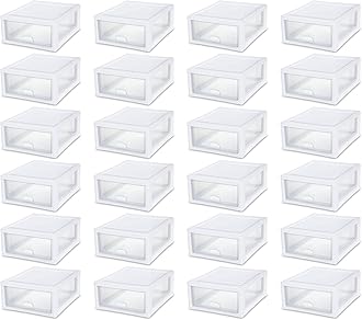 16 Qt Single Box Modular Stacking Storage Drawer Container (24 Pack)
