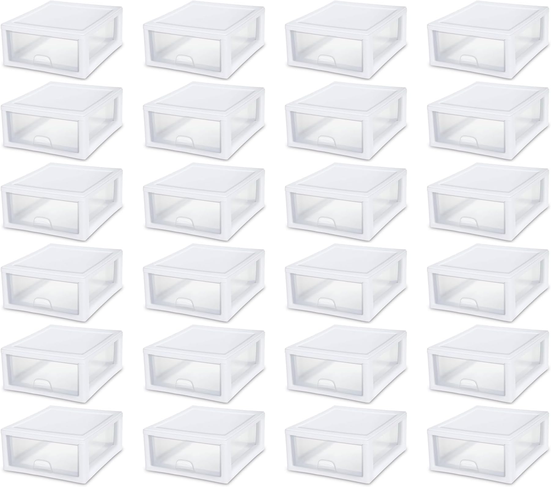 STERILITE 16 Qt Single Box Modular Stacking Storage Drawer Container (24 Pack)