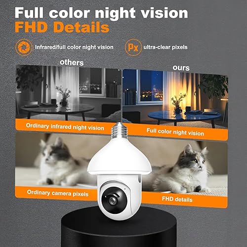 Miniatura 4 de Cámara de seguridad con bombilla de 2.4 GHz, WiFi 1080p, cámaras de seguridad inalámbricas para exteriores, detección de movimiento y alarma,