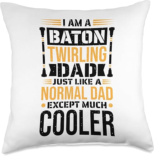 Baton Twirler Father & Majorette Twirl Dancer Like A Normal Dad, Baton - Almohada giratoria, 18 x 18 pulgadas, multicolor