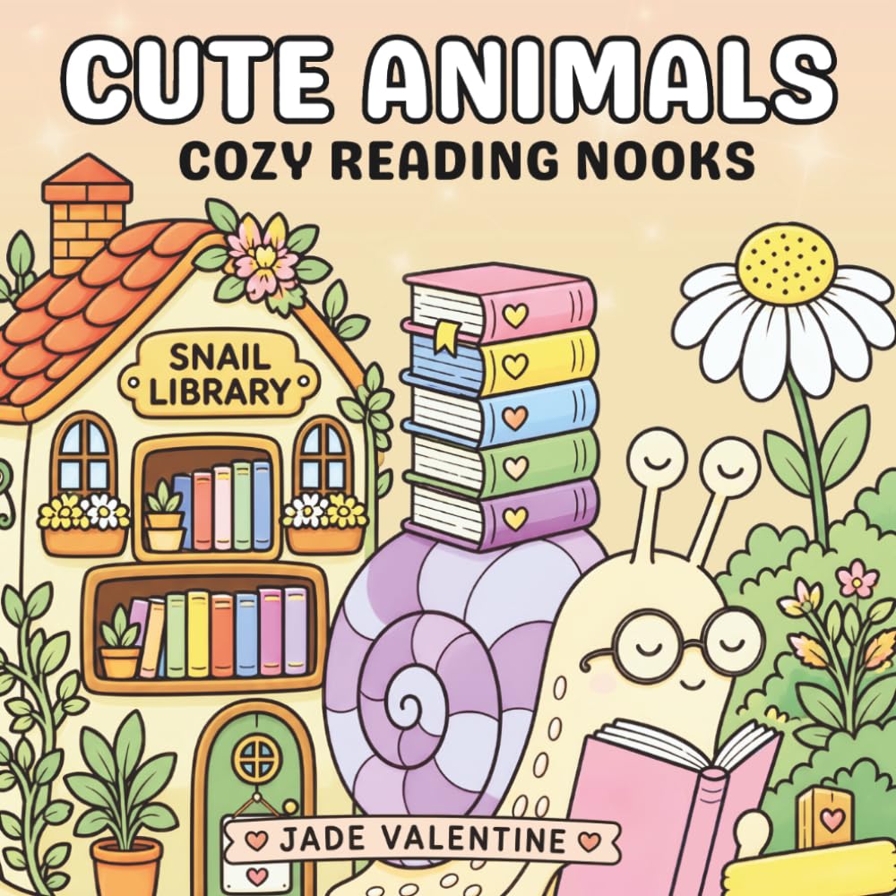 ANIMAL LOVERS Cozy Adult Coloring Book, Bookish Aesthetic Reading Nooks for Teens and Adults,: Cute Libraries, Bookshelves, and Aesthetic Study Spaces ... and Relaxation (COZY BOOKISH NOOKS SERIES)