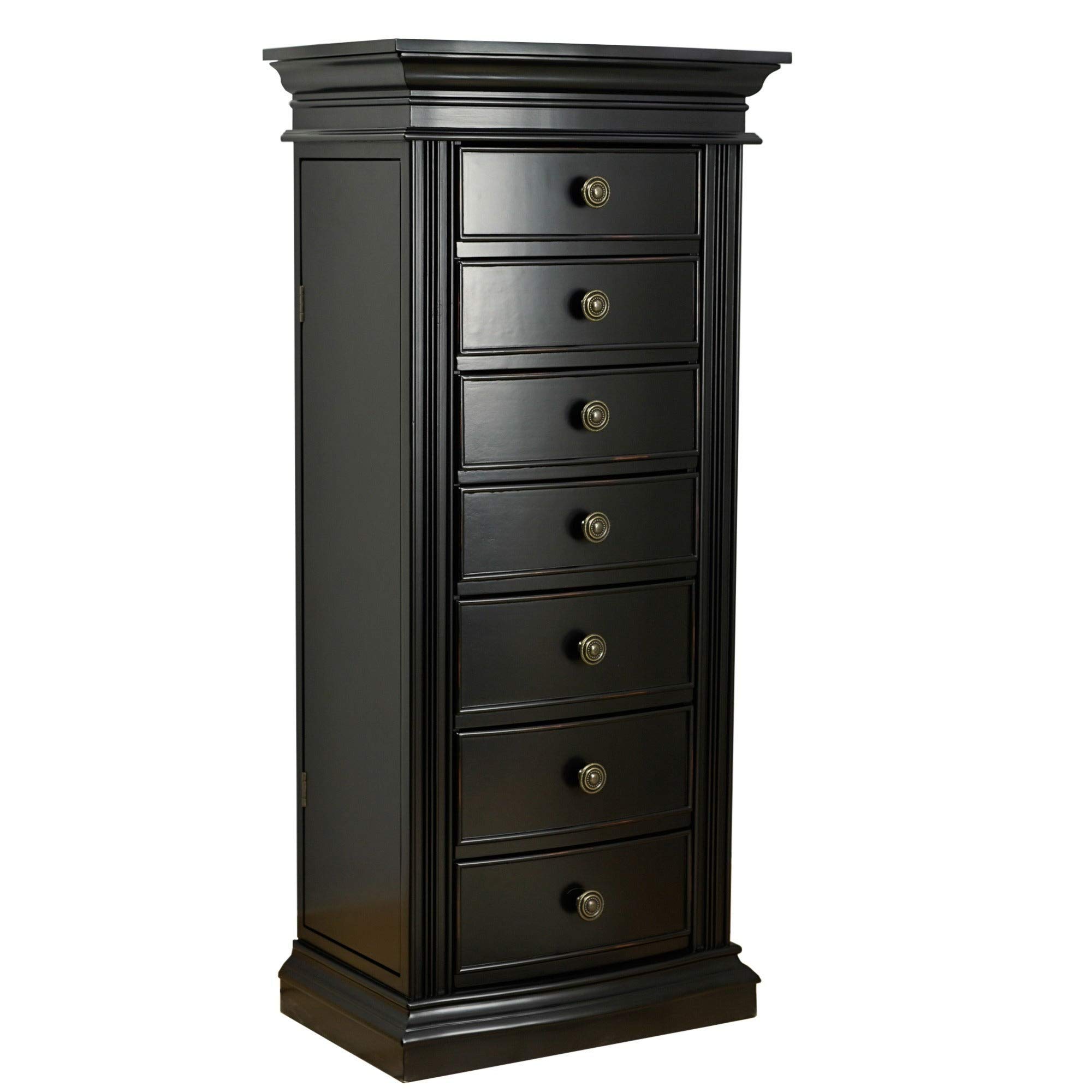 Misc Distressed Black Jewelry Armoire Women's MDF Wood